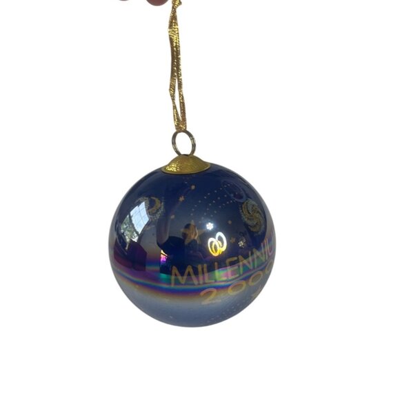Millennium 2000 Blue Glass Ornament In Original Box Distributed By J.C. Penney - Picture 2 of 7